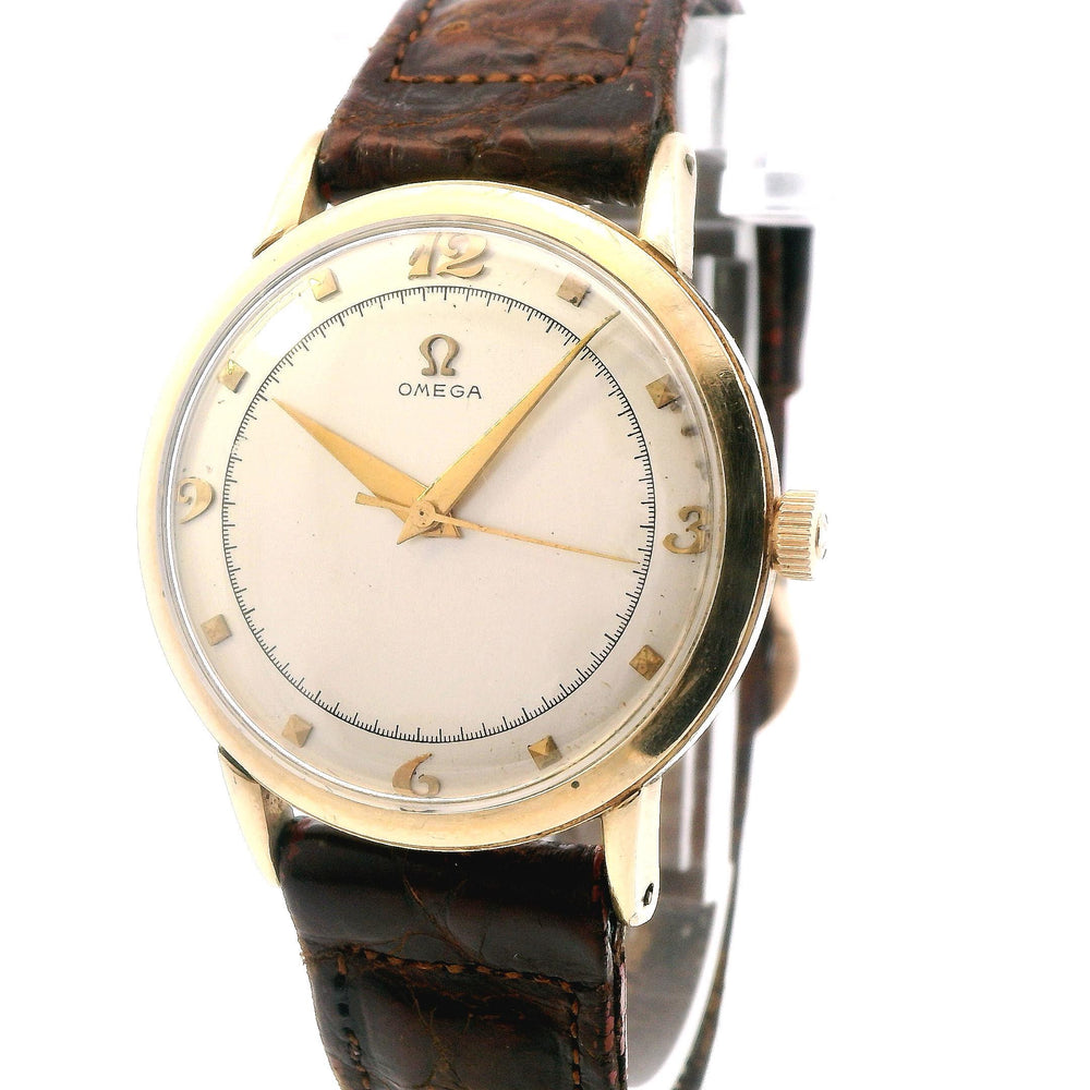 Omega Bumper 33mm 14k Yellow Gold / Leather Band