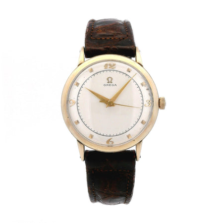 Omega Bumper 33mm 14k Yellow Gold / Leather Band