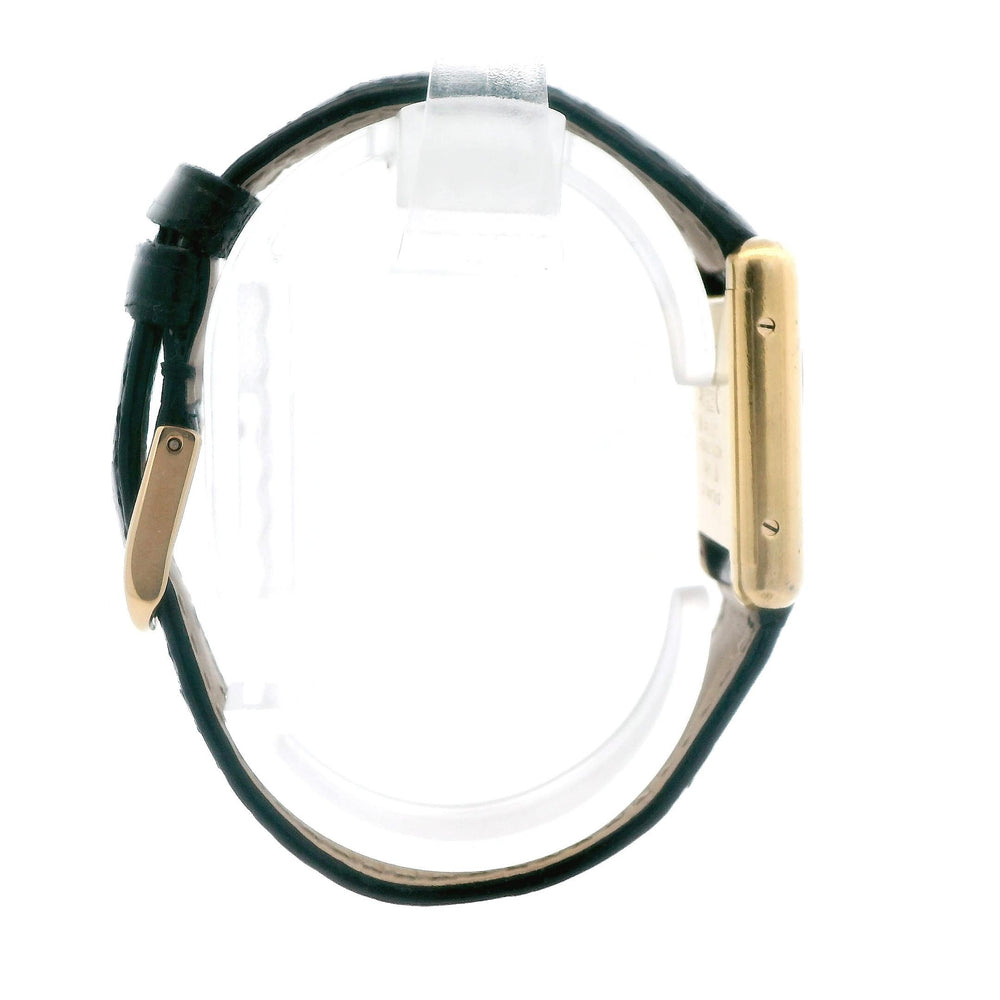 Cartier Tank Small Gold Plated Black Leather Band