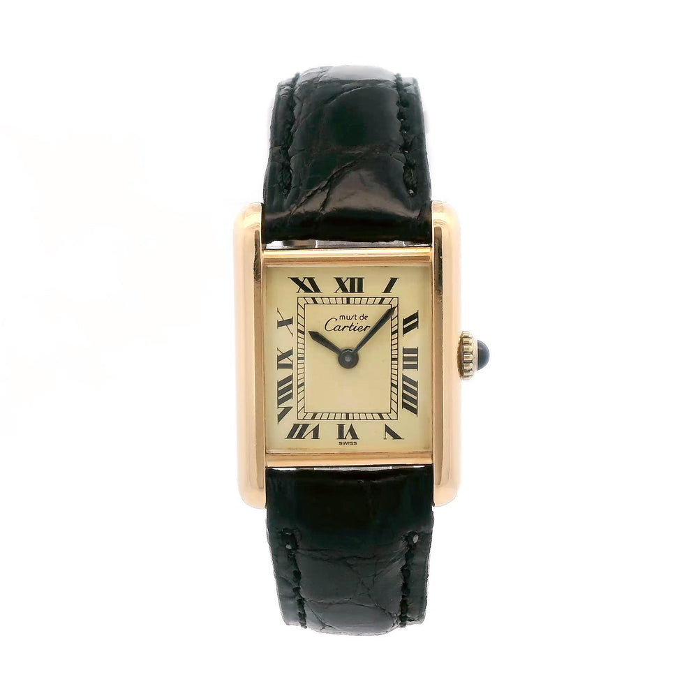Cartier Tank 20mm 18k Yellow Gold on Leather