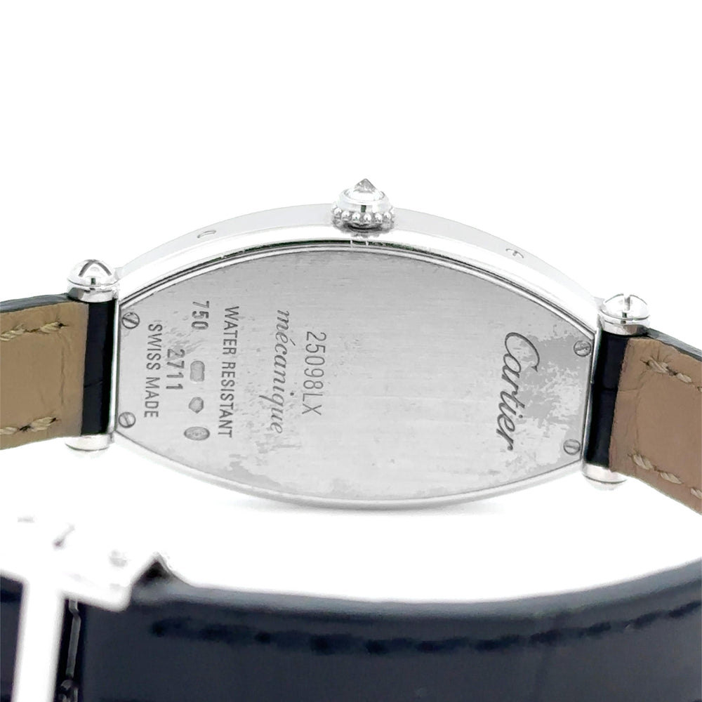 Cartier Tonneau 29mm White Gold Diamond Bezel Watch 2711