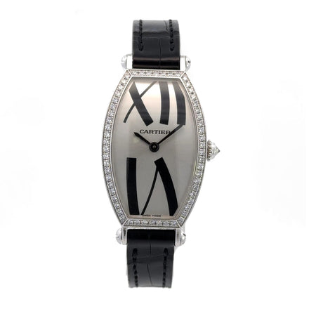 Cartier Tonneau 29mm White Gold Diamond Bezel Watch 2711