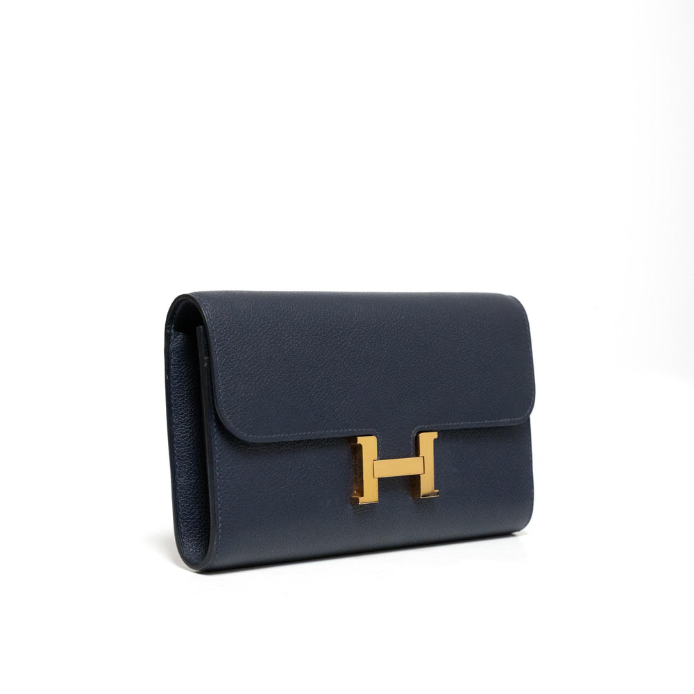 Hermes Navy Leather Constance To Go Wallet Shoulder Bag