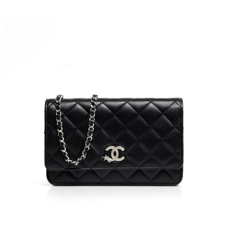 Chanel Black Crystal Star CC Wallet on Chain Crossbody Bag