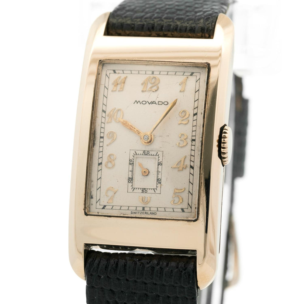 Movado Curviplan Art Deco 23mm 14k GF Engraved Back