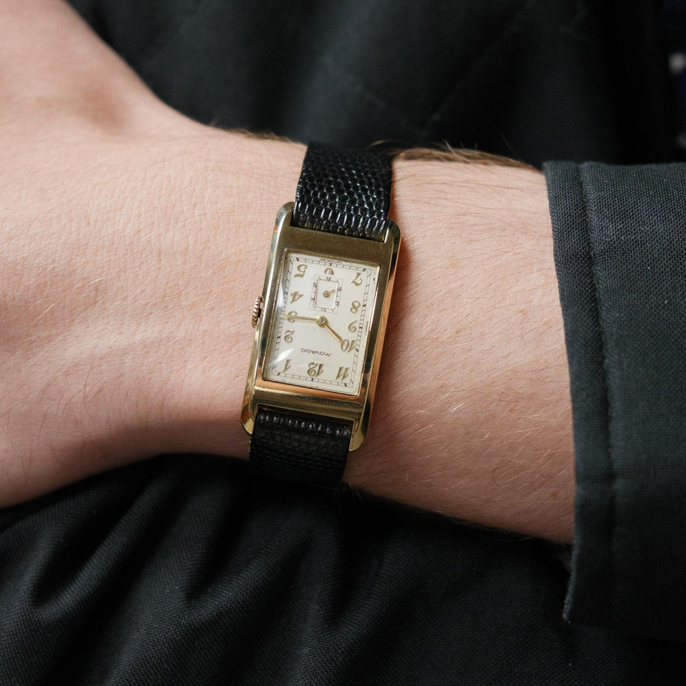Movado Curviplan Art Deco 23mm 14k GF Engraved Back