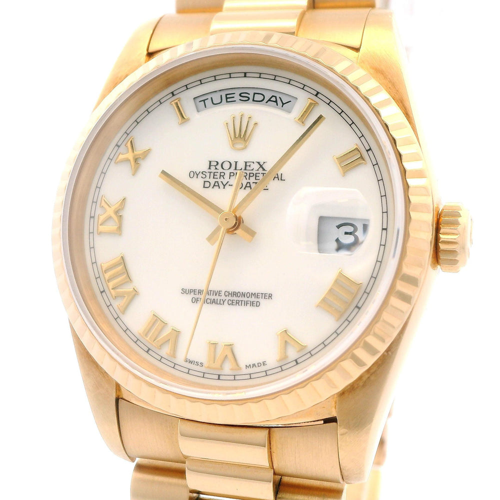 Rolex Day-Date 18k YG White Dial 36mm 18238