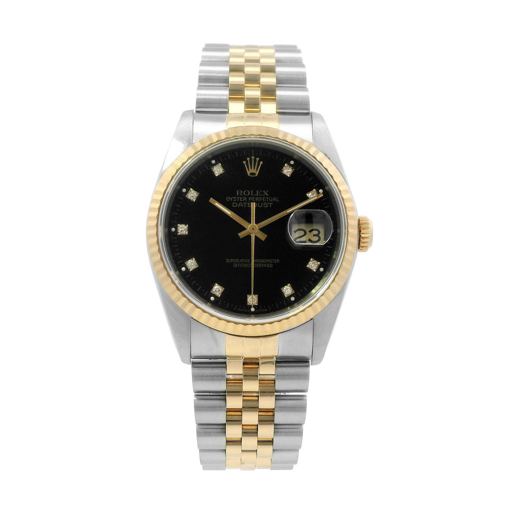 Rolex Datejust SS/YG 36mm Black Diamond Dial
