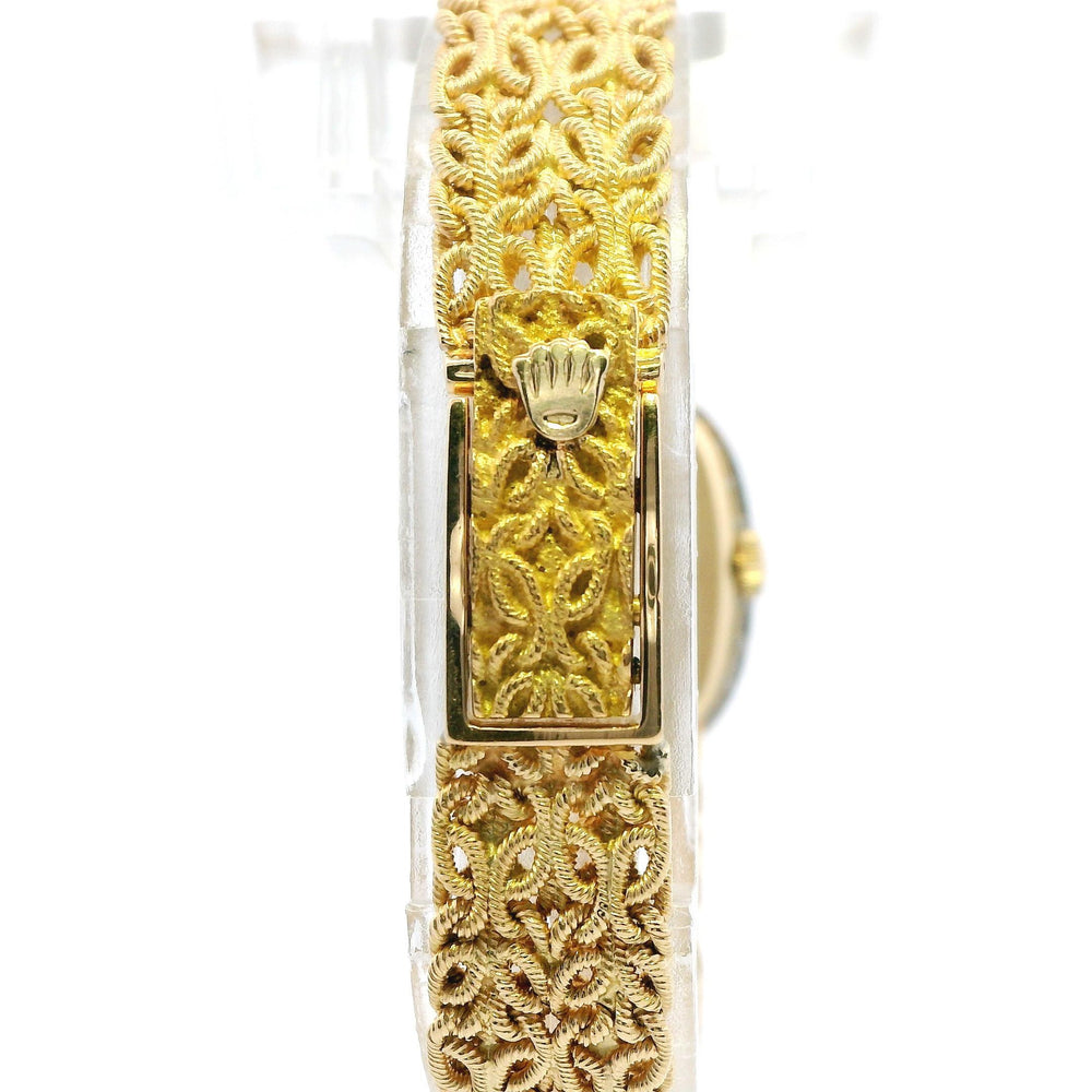 Vintage Ladies Rolex 18ky Mesh Band Diamond Bezel 8199