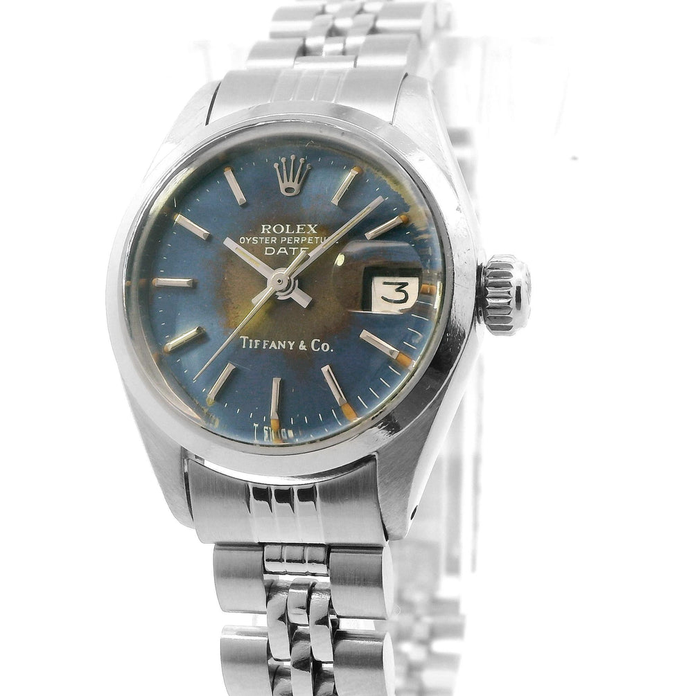 Rolex Date 26mm SS 6916 Tiffany & Co Patina Dial