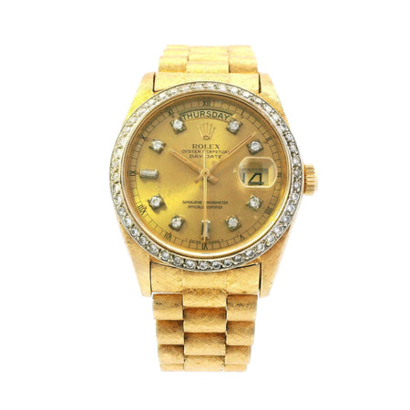 Rolex Day Date 18ky Crosshatch Finish 18038