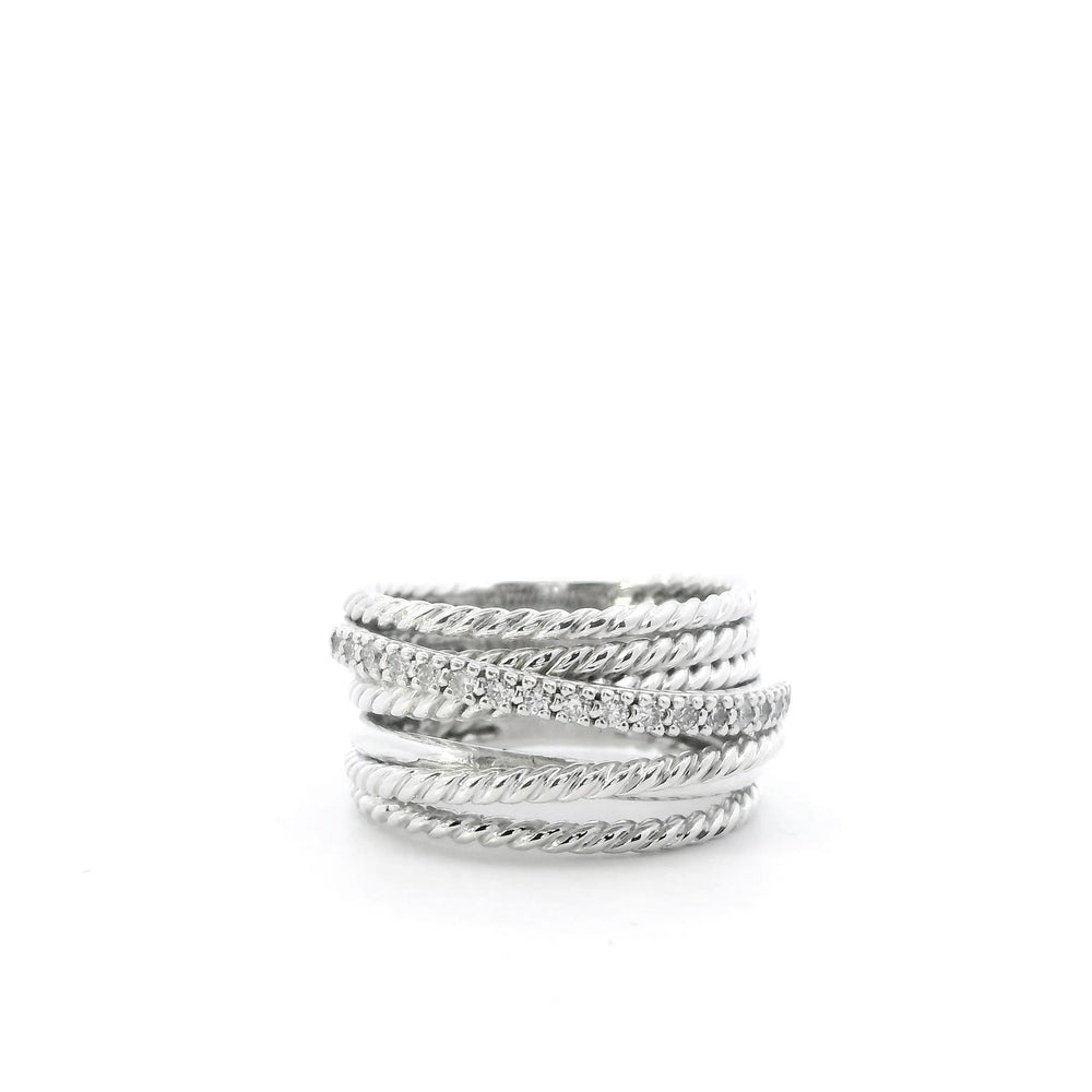 David Yurman Sterling Silver Ring with Diamonds Sz 7