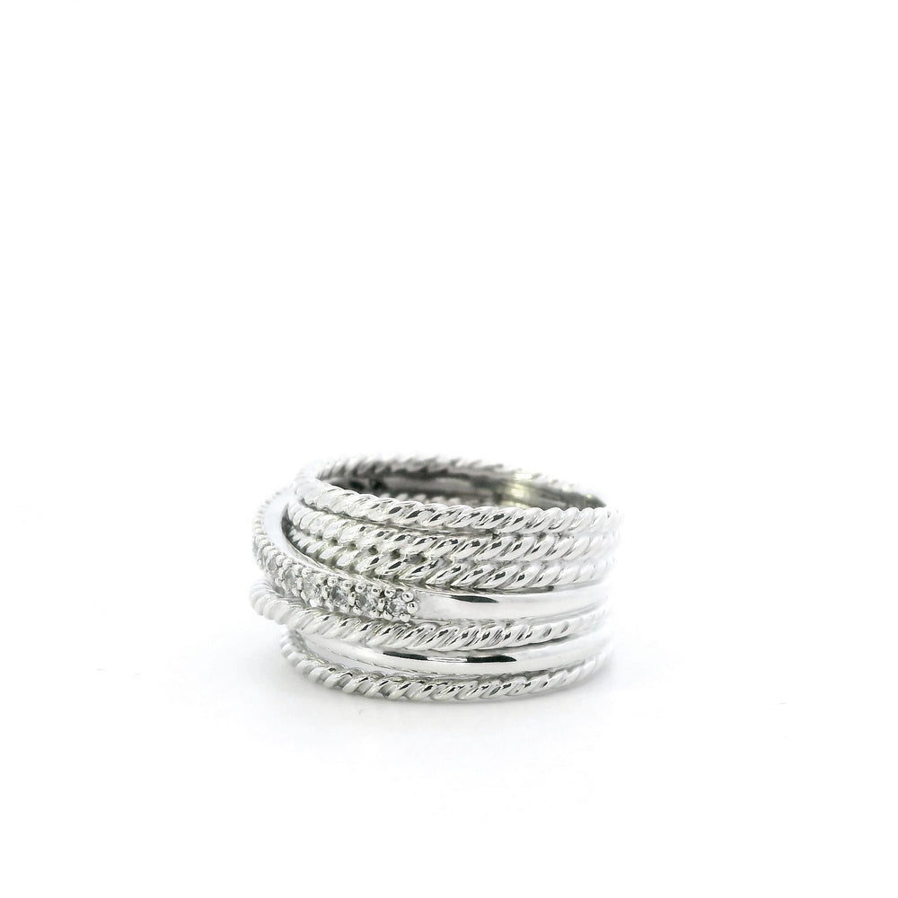 David Yurman Sterling Silver Ring with Diamonds Sz 7