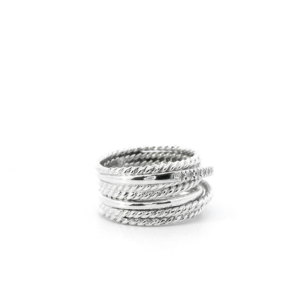 David Yurman Sterling Silver Ring with Diamonds Sz 7