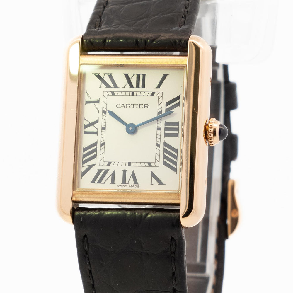 Cartier Tank Louis 3168 18k YG On Leather