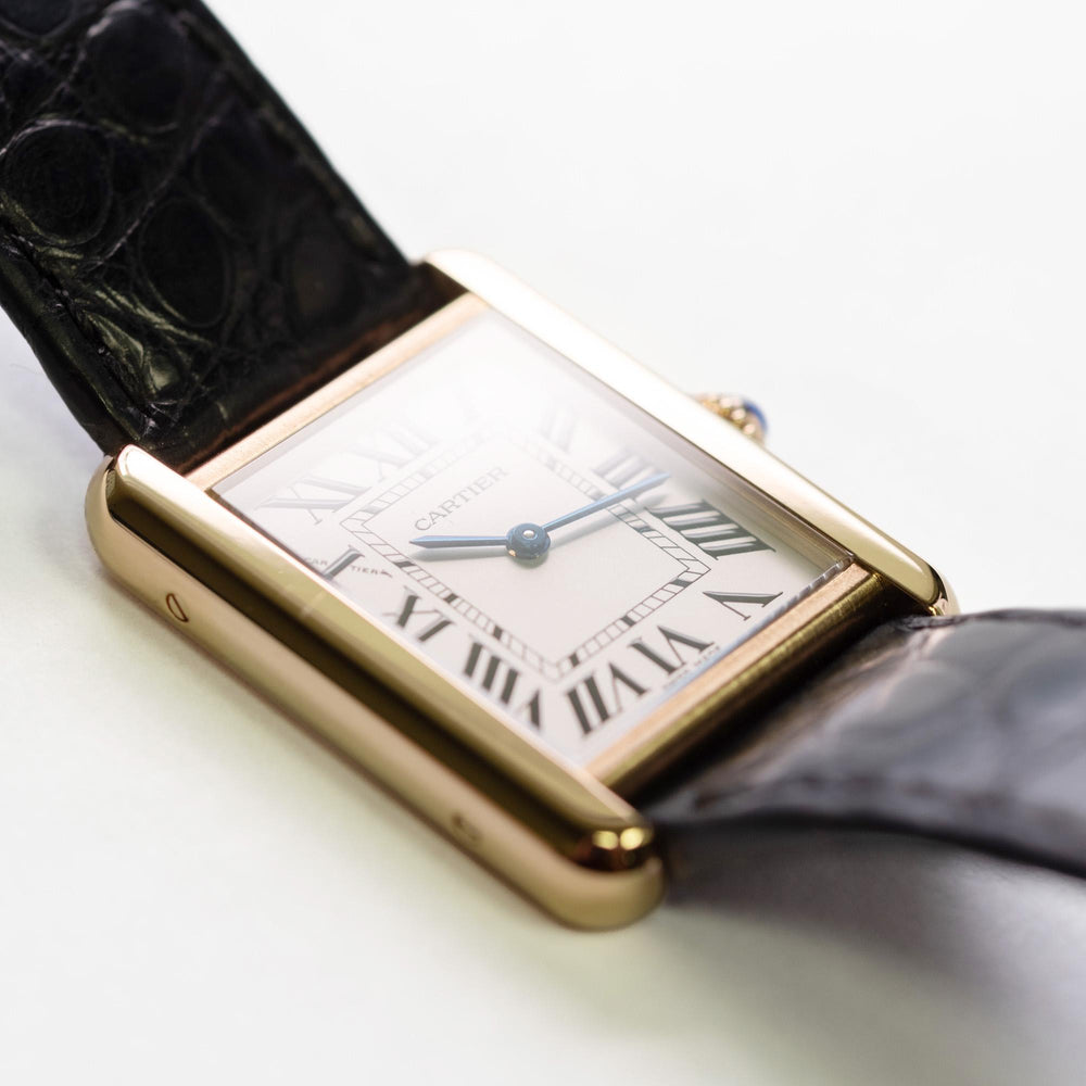 Cartier Tank Louis 3168 18k YG On Leather
