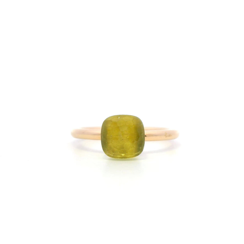 Pomellato Nudo Gere Petit Ring, Signature Cushion Cut Lemon Quartz in 18k RG