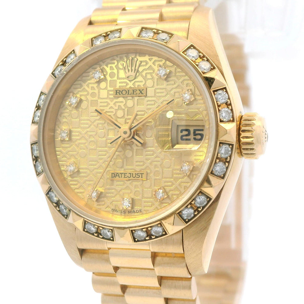 Rolex Datejust 26mm 18k YG 10-Diamond Dial Marker 69258G