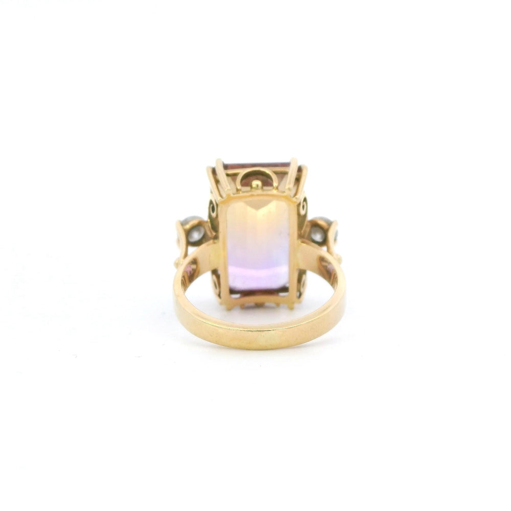 Natural Emerald Cut Ametrine Ring Sz 7