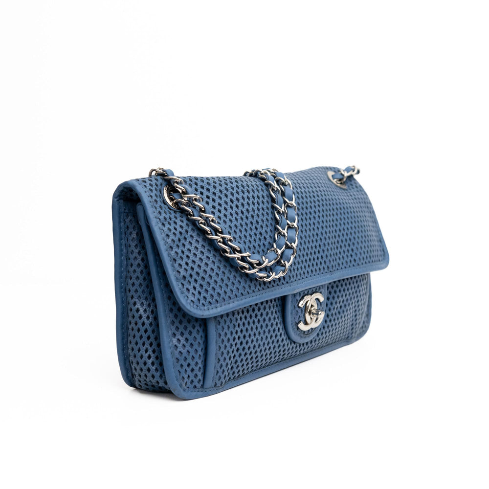 Chanel Blue Perforated Silver Hardware