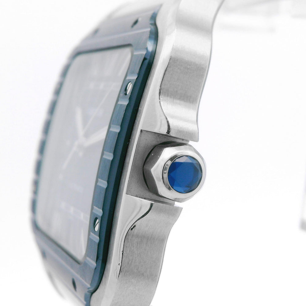 Cartier Santos Large Blue Dial & Bezel SS WSSA0048 B&P