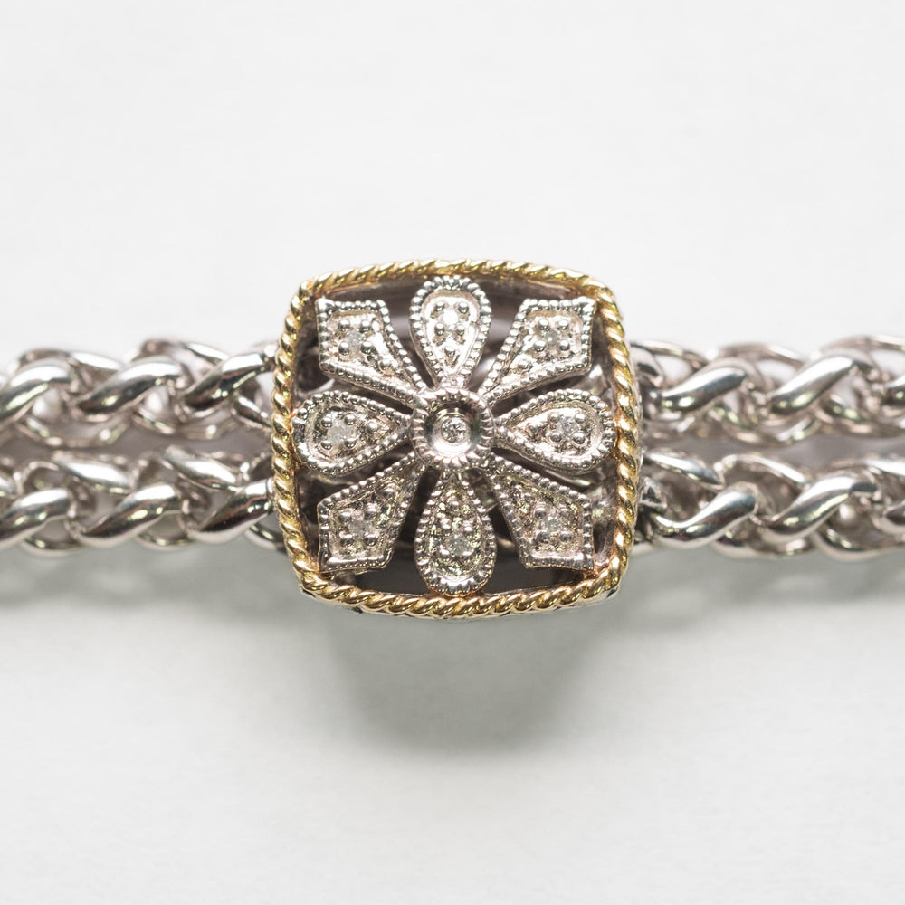 Andrea Candela Flower Station Bracelet Sterling/18ky Diamond Bracelet