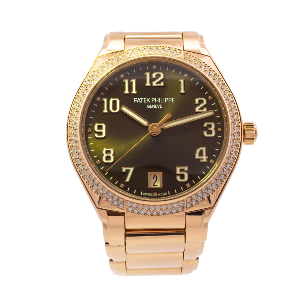 Patek Philippe Twenty4 18k RG 7300-1200R Diamond Bezel Chocolate Dial