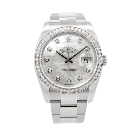 Rolex 36mm Datejust MOP & Diamond Bezel SS 116244 card