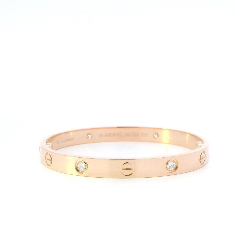 Cartier Love Bracelet 4 diamond 18kRG B&P Size 16