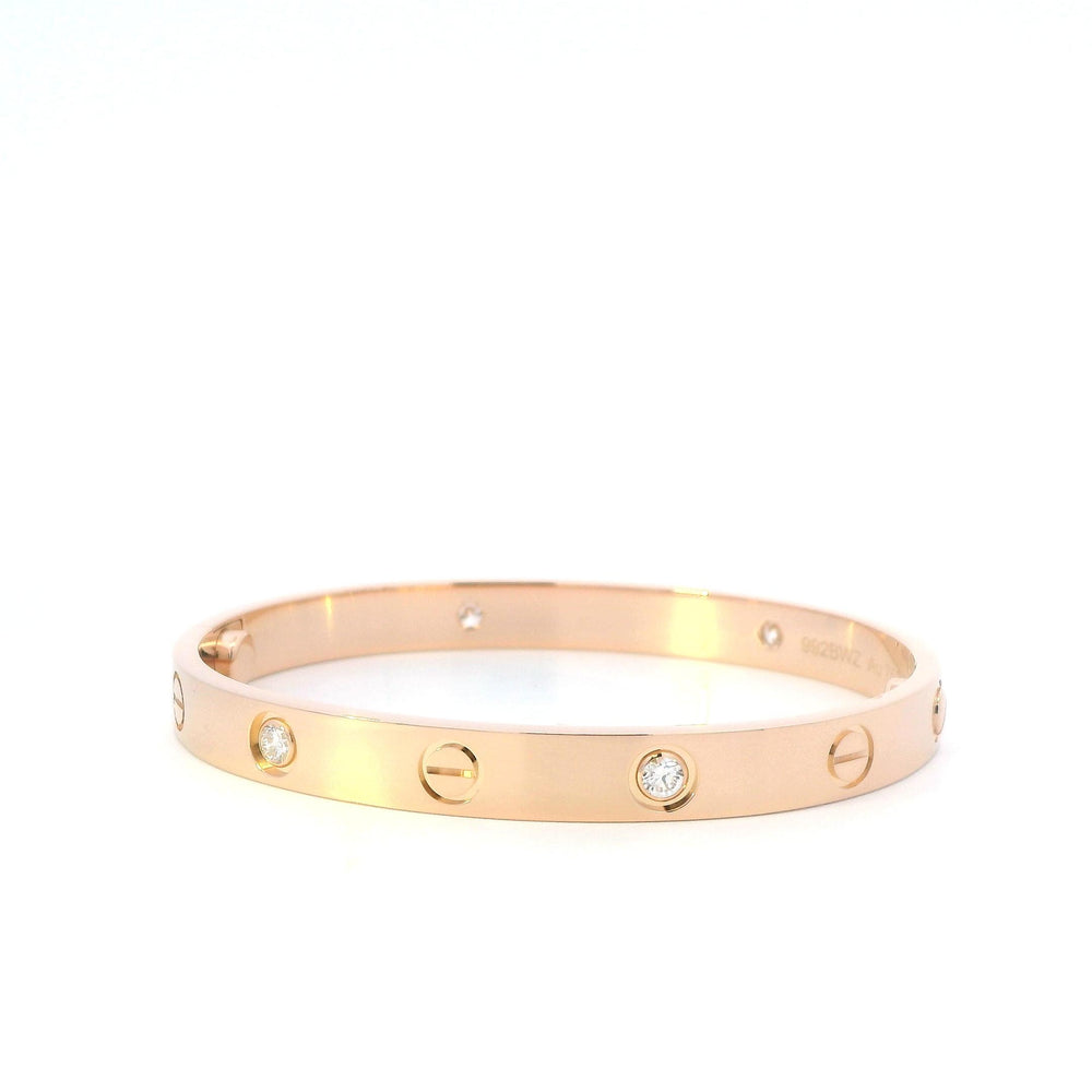 Cartier Love Bracelet 4 diamond 18kRG B&P Size 16