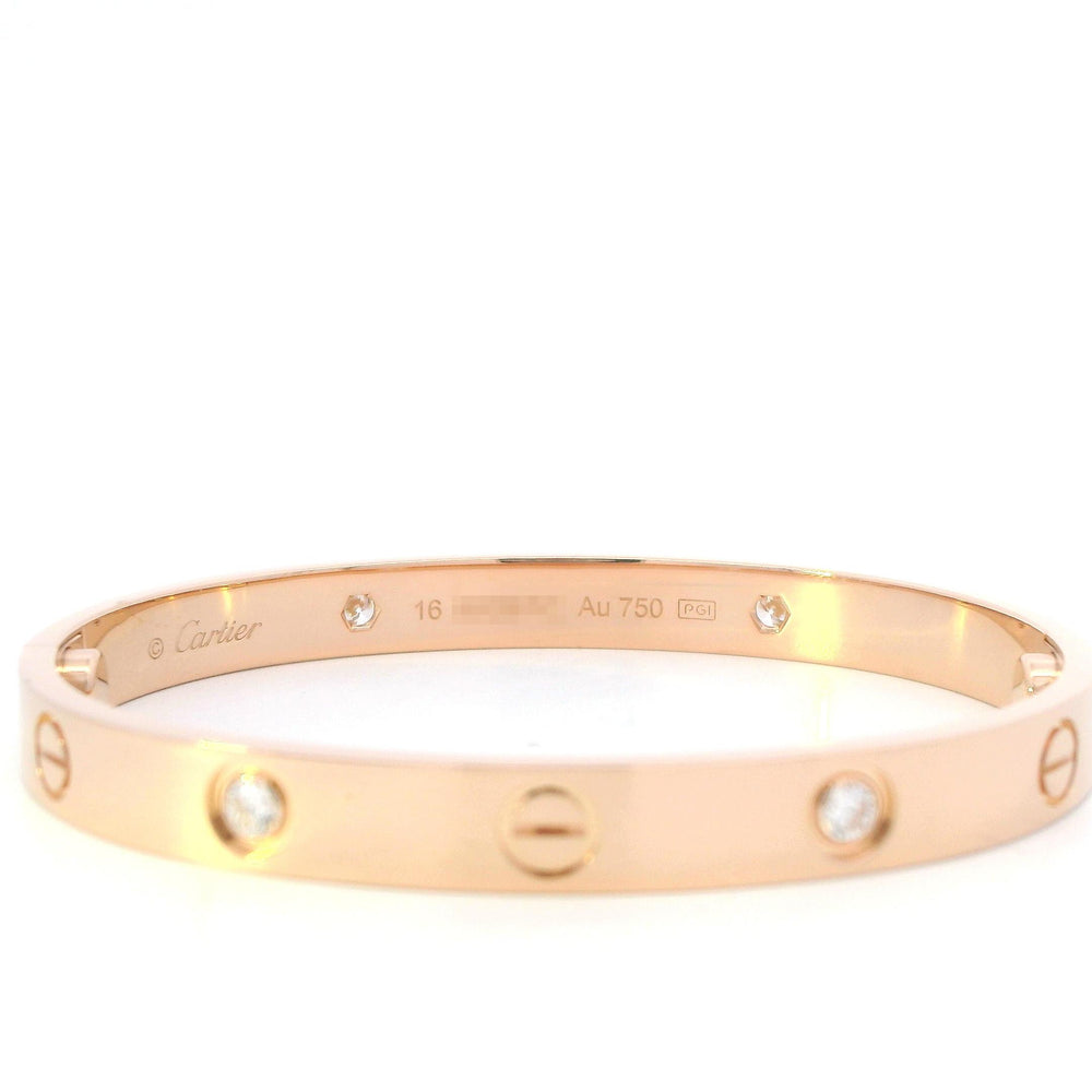 Cartier Love Bracelet 4 diamond 18kRG B&P Size 16