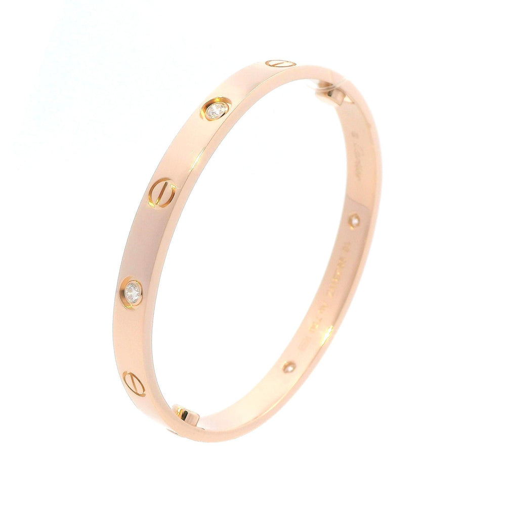 Cartier Love Bracelet 4 diamond 18kRG B&P Size 16