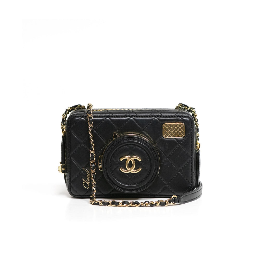 Chanel Black Lambskin Quilted Coco Click Camera Bag