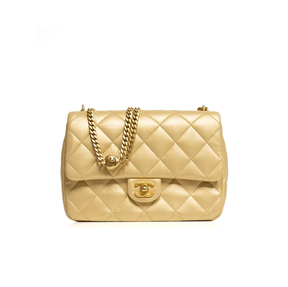 Chanel Pearl Crush Gold Medium Single Flap Handbag