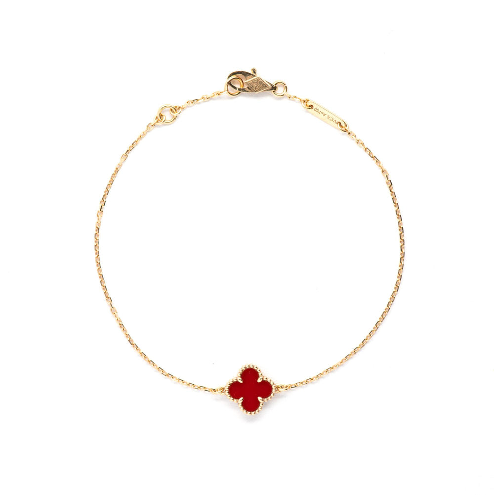 Van Cleef & Arpels Sweet Alhambra Carnelian Bracelet 18KR pap