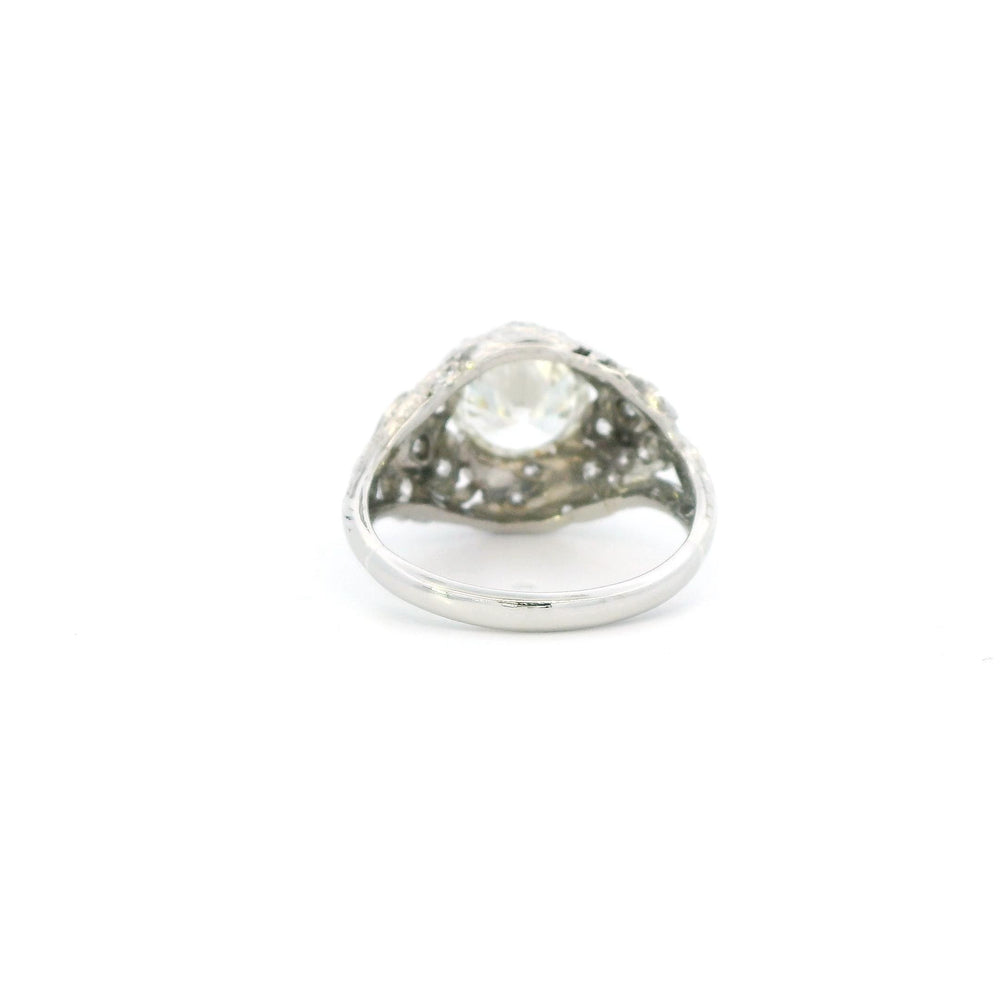 2.08ct I VS2 Platinum Vintage Floral Engagement ring with Diamond Side Stones