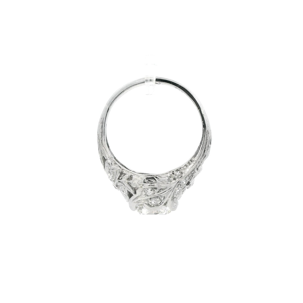 2.08ct I VS2 Platinum Vintage Floral Engagement ring with Diamond Side Stones