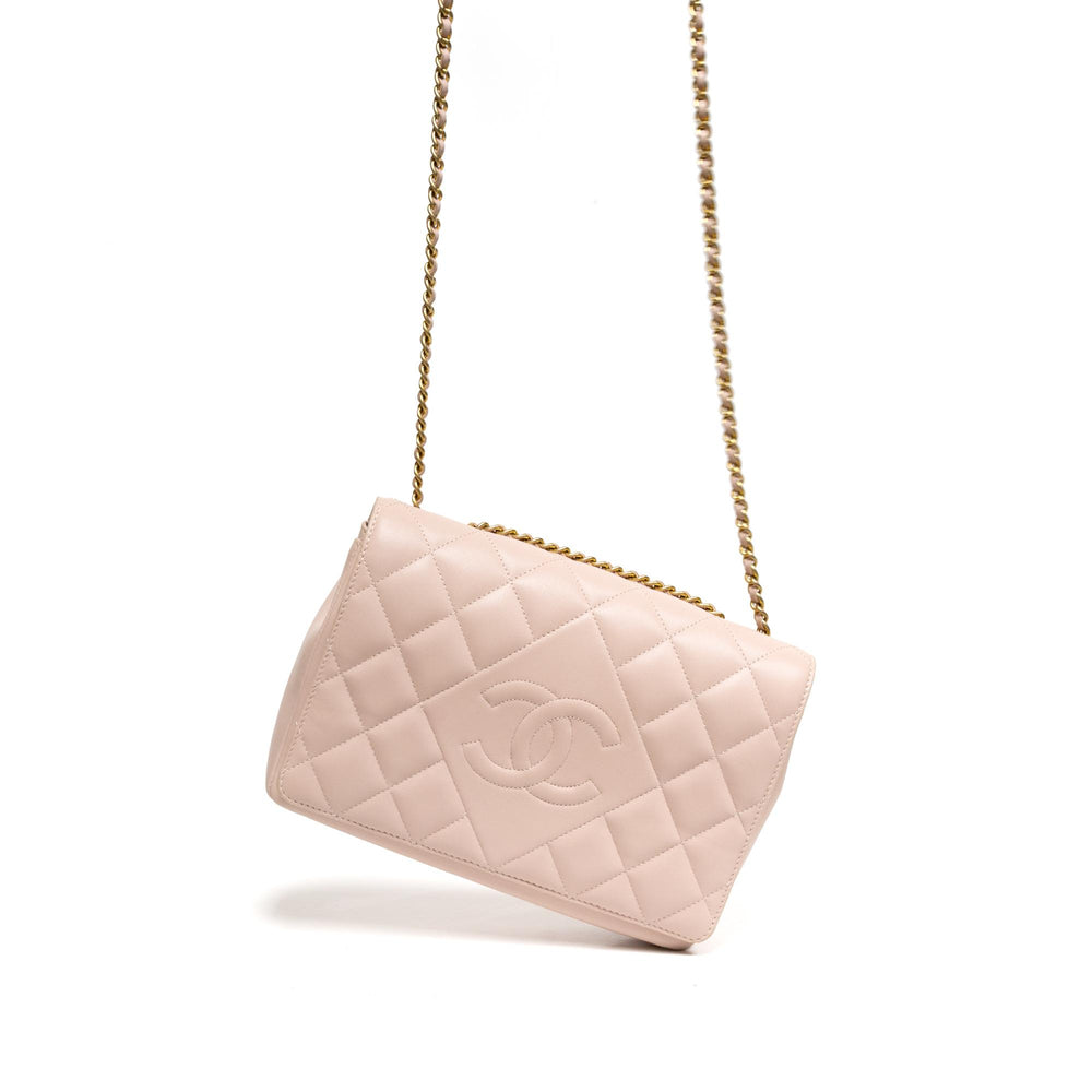 Chanel Pink Quilted Flap CC Crossbody Handbag