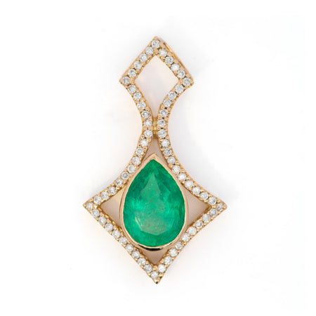 18ky Emerald and Diamond Pendant