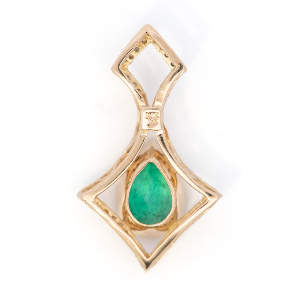 18ky Emerald and Diamond Pendant