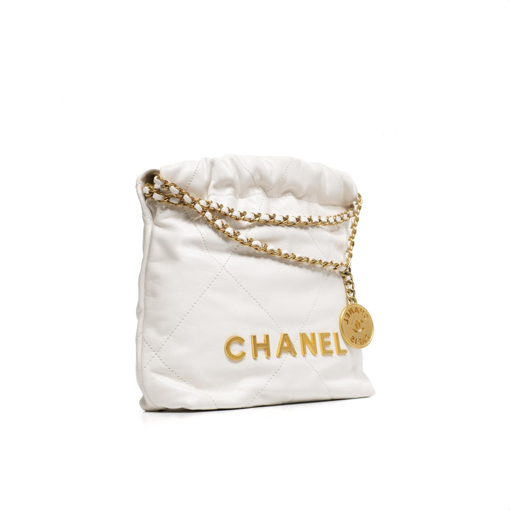 Chanel 22 Mini White Quilted Leather Handbag