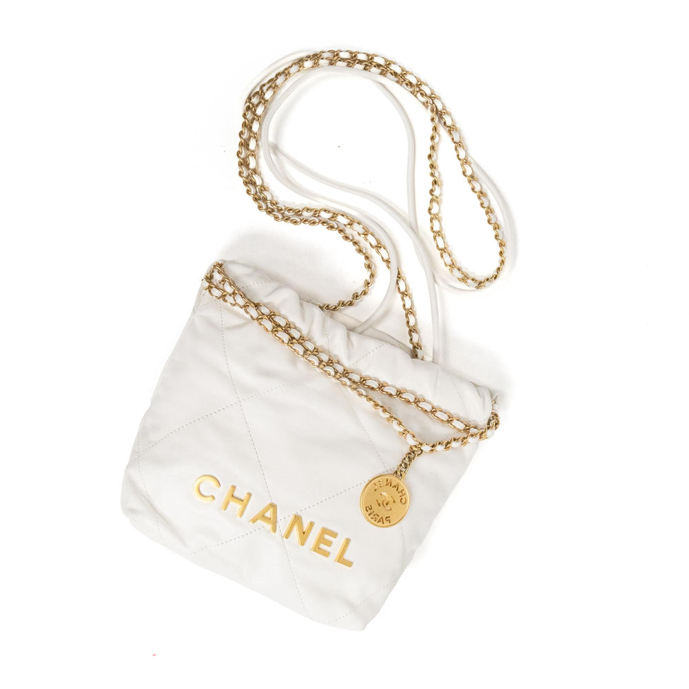 Chanel 22 Mini White Quilted Leather Handbag