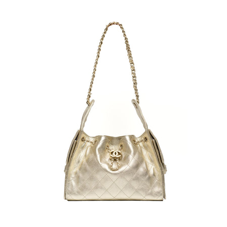 Chanel 25 Small Gold Hobo Bag