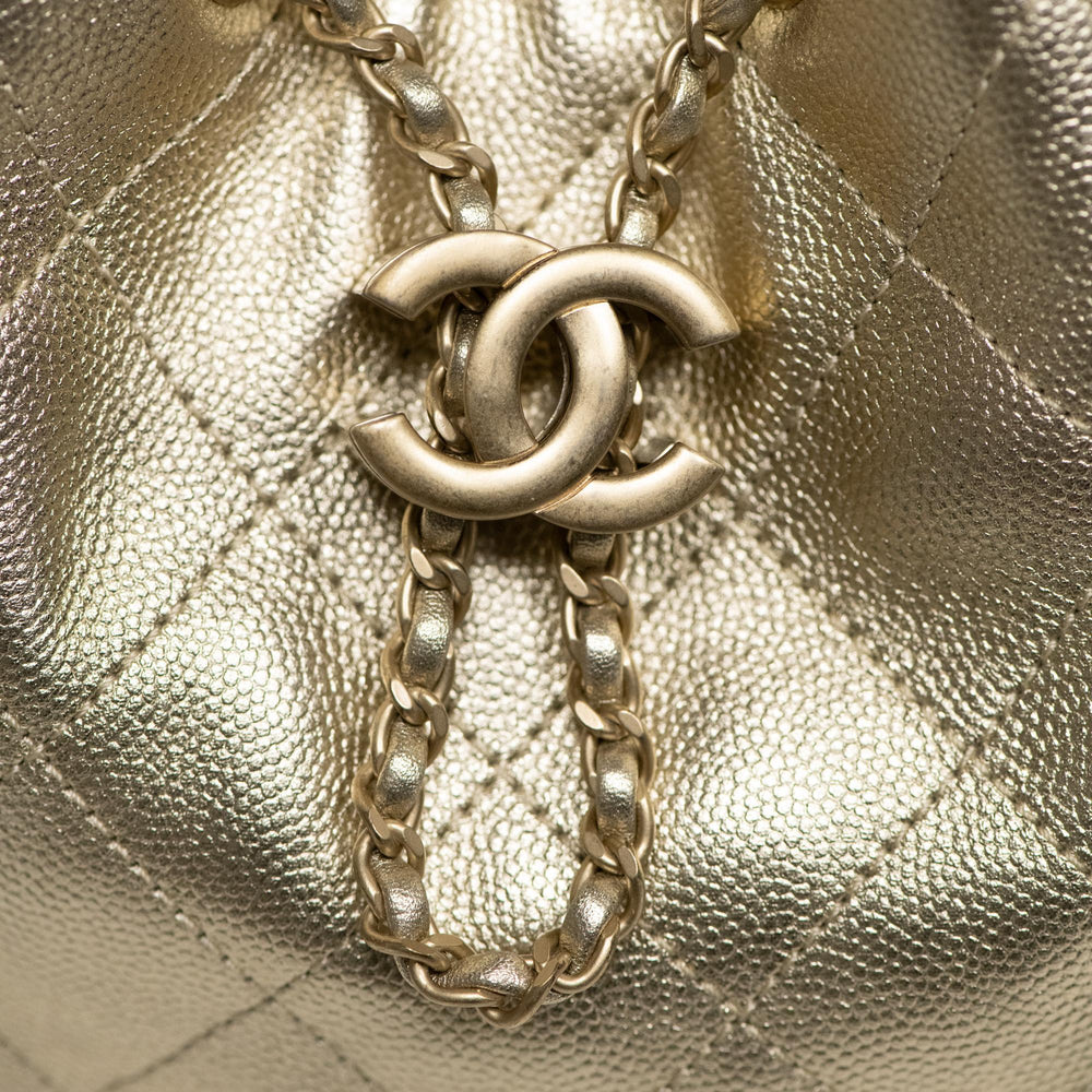Chanel 25 Small Gold Hobo Bag
