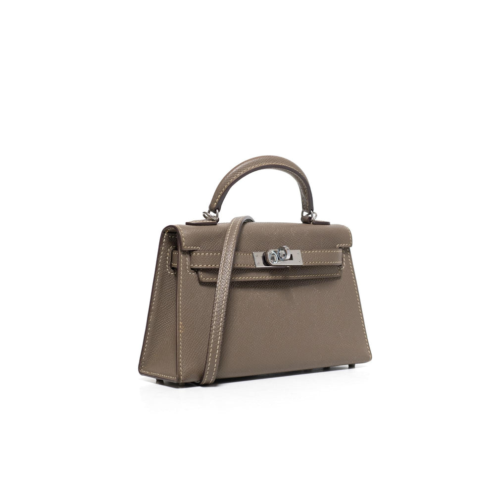 Hermes Mini Kelly Sellier, Etaupe, Palladium Hardware