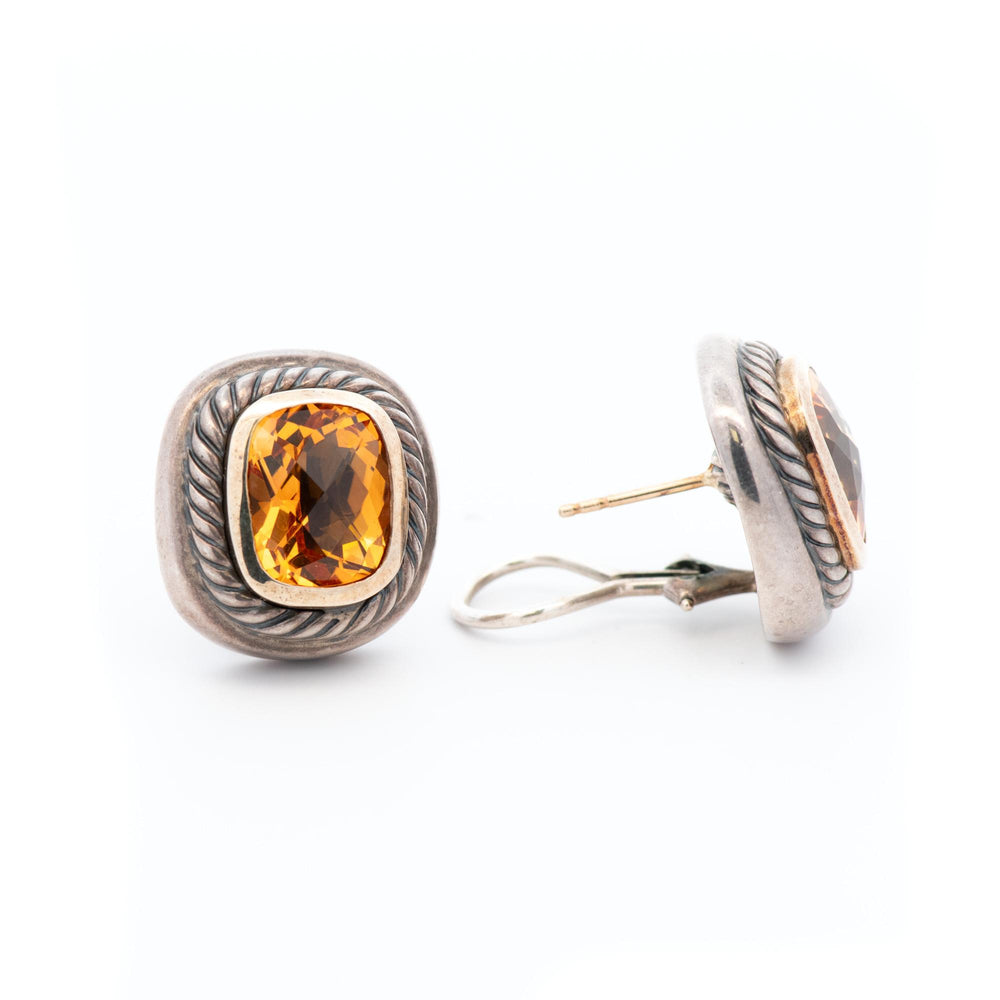 David Yurman Citrine Earrings in Sterling with 14k YG