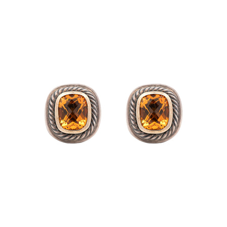 David Yurman Citrine Earrings in Sterling with 14k YG