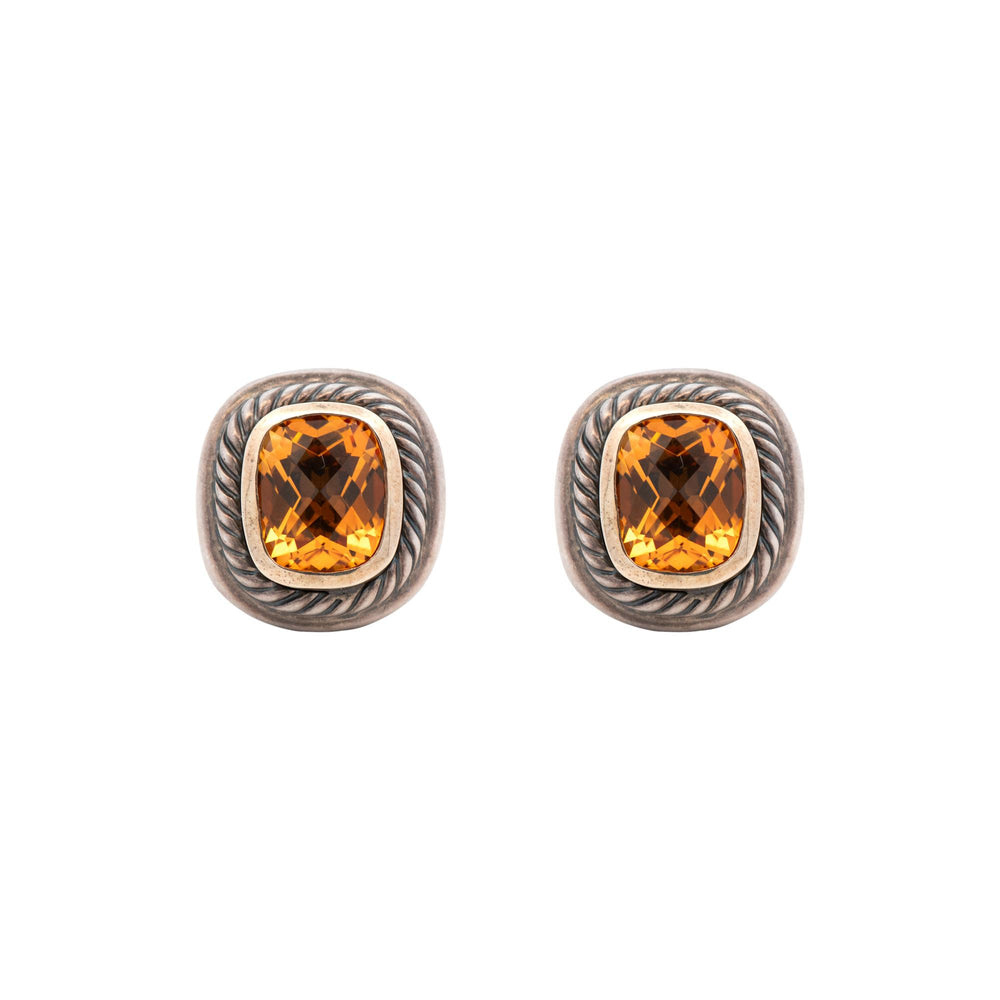 David Yurman Citrine Earrings in Sterling with 14k YG
