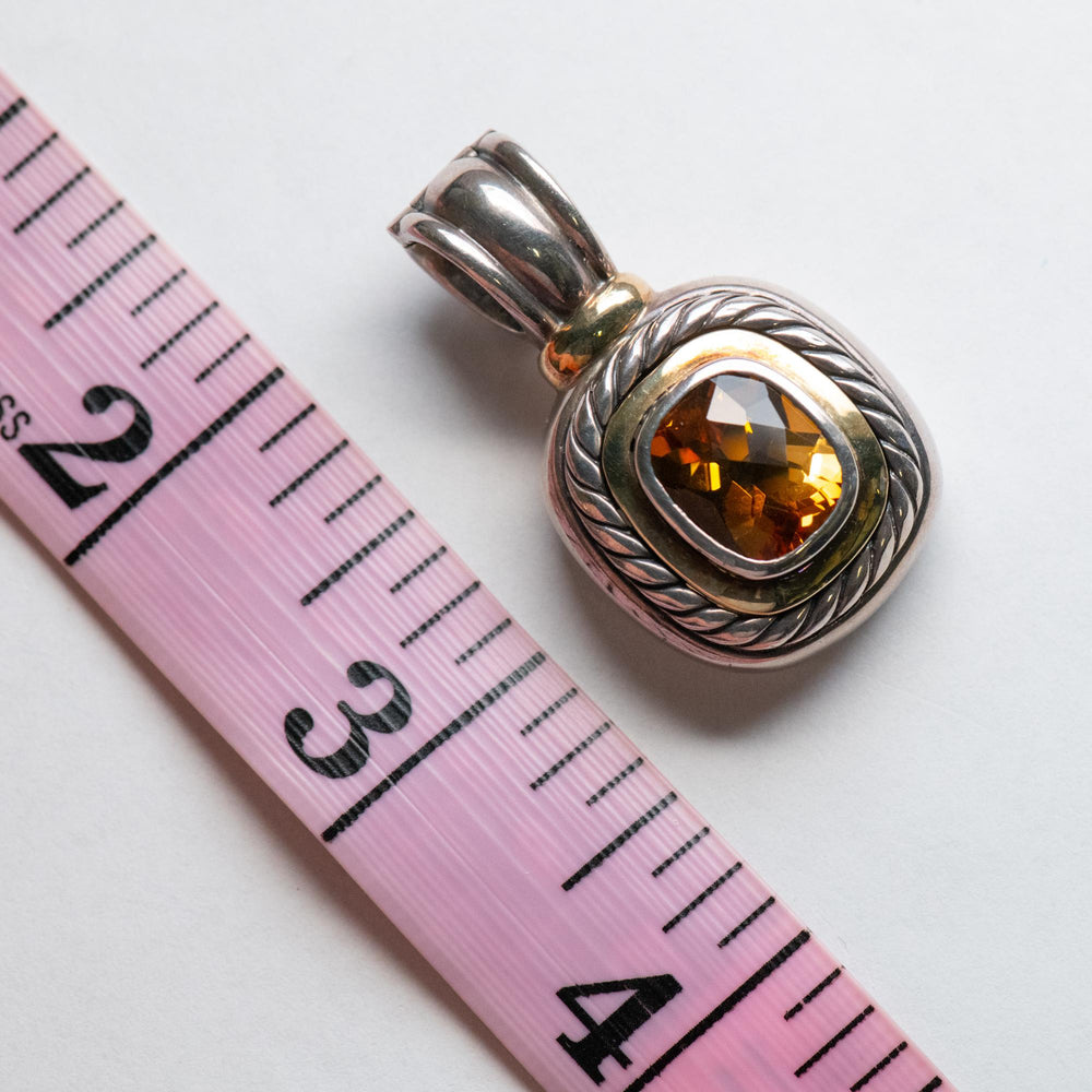 David Yurman Citrine Pendant in Sterling and 14k YG