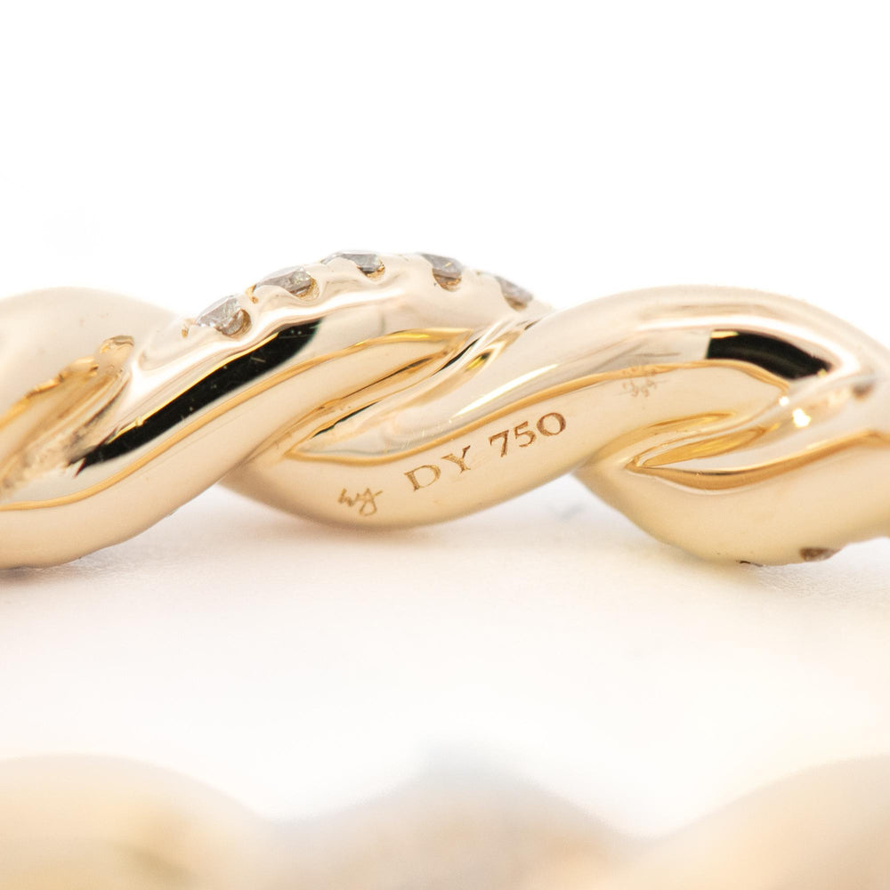 David Yurman twisted rope band ring with Pave Diamonds